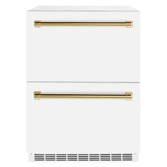 ZLINE 24 in. Touchstone 168 Can Outdoor-Rated Dual Refrigerator Drawer with White Matte Doors - RDSO