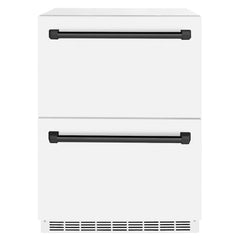 ZLINE 24 in. Touchstone 168 Can Outdoor-Rated Dual Refrigerator Drawer with White Matte Doors - RDSO