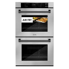 ZLINE Autograph Edition 30 in. Professional True Convection Double Wall Oven with Air Fry and Self Clean in Stainless Steel with Matte Black Handles - WADZ-30-MB - The Home Selection