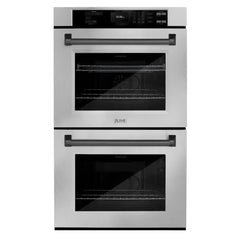 ZLINE Autograph Edition 30 in. Professional True Convection Double Wall Oven with Air Fry and Self Clean in Stainless Steel with Matte Black Handles - WADZ-30-MB - The Home Selection