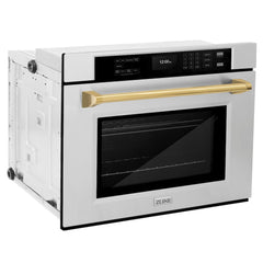 ZLINE 30 in. Autograph Edition Professional True Convection Single Wall Oven with Air Fry and Self Clean in Stainless Steel with Polished Gold Handle - WASZ-30-G