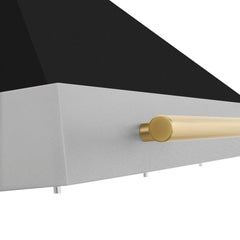 ZLINE Autograph Edition 36 in. Convertible Satin Stainless Steel Wall Mount Range Hood with Black Matte Shell and Champagne Bronze Handle - KB4SNZ-BLM36-CB - The Home Selection