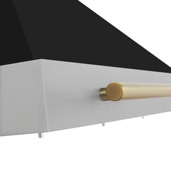 ZLINE Autograph Edition 36 in. Convertible Satin Stainless Steel Wall Mount Range Hood with Black Matte Shell and Polished Gold Handle - KB4SNZ-BLM36-G - The Home Selection