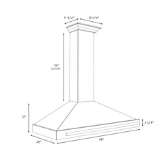 ZLINE Autograph Edition 48 in. Convertible Satin Stainless Steel Wall Mount Range Hood with Black Matte Shell and Polished Gold Handle - KB4SNZ-BLM48-G - The Home Selection