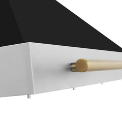 ZLINE Autograph Edition 36 in. Convertible Stainless Steel Range Hood with Black Matte Shell and Champagne Bronze Handle - KB4STZ-BLM36-CB - The Home Selection