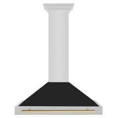 ZLINE Autograph Edition 36 in. Convertible Stainless Steel Range Hood with Black Matte Shell and Champagne Bronze Handle - KB4STZ-BLM36-CB - The Home Selection