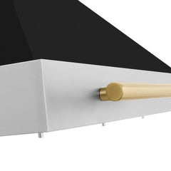 ZLINE Autograph Edition 36 in. Convertible Stainless Steel Range Hood with Black Matte Shell and Polished Gold Handle - KB4STZ-BLM36-G - The Home Selection