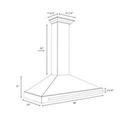 ZLINE Autograph Edition 48 in. Convertible Stainless Steel Range Hood with Black Matte Shell and Champagne Bronze Handle - KB4STZ-BLM48-CB - The Home Selection
