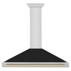 ZLINE Autograph Edition 48 in. Convertible Stainless Steel Range Hood with Black Matte Shell and Champagne Bronze Handle - KB4STZ-BLM48-CB - The Home Selection