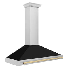 ZLINE Autograph Edition 48 in. Convertible Stainless Steel Range Hood with Black Matte Shell and Champagne Bronze Handle - KB4STZ-BLM48-CB - The Home Selection