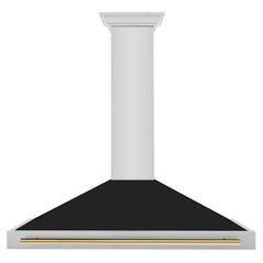 ZLINE Autograph Edition 48 in. Convertible Stainless Steel Range Hood with Black Matte Shell and Polished Gold Handle - KB4STZ-BLM48-G - The Home Selection