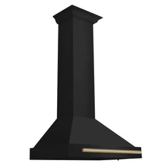 ZLINE Autograph Edition 30 in. Black Stainless Steel Wall Mount Range Hood With Champagne Bronze Handle - BSKB4Z-30-CB - The Home Selection