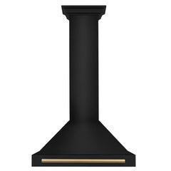 ZLINE Autograph Edition 30 in. Black Stainless Steel Wall Mount Range Hood With Polished Gold Handle - BSKB4Z-30-G - The Home Selection