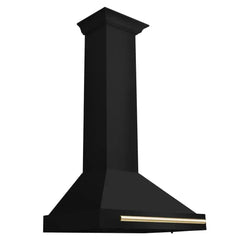 ZLINE Autograph Edition 30 in. Black Stainless Steel Wall Mount Range Hood With Polished Gold Handle - BSKB4Z-30-G - The Home Selection