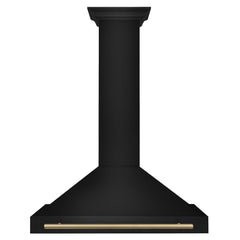 ZLINE Autograph Edition 36 in. Black Stainless Steel Wall Mount Range Hood With Champagne Bronze Handle - BSKB4Z-36-CB - The Home Selection