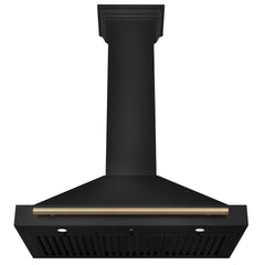 ZLINE Autograph Edition 36 in. Black Stainless Steel Wall Mount Range Hood With Champagne Bronze Handle - BSKB4Z-36-CB - The Home Selection