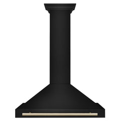 ZLINE Autograph Edition 36 in. Black Stainless Steel Wall Mount Range Hood with Polished Gold Handle - BSKB4Z-36-G - The Home Selection