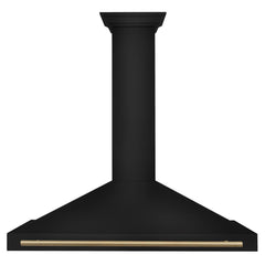 ZLINE Autograph Edition 48 in. Black Stainless Steel Wall Mount Range Hood With Champagne Bronze Handle - BSKB4Z-48-CB - The Home Selection