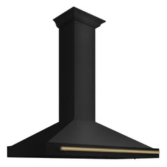 ZLINE Autograph Edition 48 in. Black Stainless Steel Wall Mount Range Hood With Champagne Bronze Handle - BSKB4Z-48-CB - The Home Selection