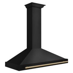 ZLINE Autograph Edition 48 in. Black Stainless Steel Wall Mount Range Hood With Champagne Bronze Handle - BSKB4Z-48-CB - The Home Selection