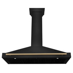 ZLINE Autograph Edition 48 in. Black Stainless Steel Wall Mount Range Hood With Champagne Bronze Handle - BSKB4Z-48-CB - The Home Selection