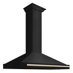 ZLINE Autograph Edition 48 in. Black Stainless Steel Wall Mount Range Hood With Polished Gold Handle - BSKB4Z-48-G - The Home Selection