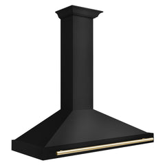 ZLINE Autograph Edition 48 in. Black Stainless Steel Wall Mount Range Hood With Polished Gold Handle - BSKB4Z-48-G - The Home Selection