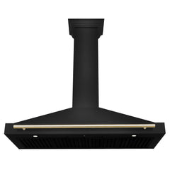 ZLINE Autograph Edition 48 in. Black Stainless Steel Wall Mount Range Hood With Polished Gold Handle - BSKB4Z-48-G - The Home Selection