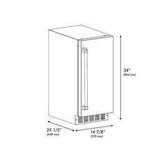 ZLINE Autograph Edition 15 in. Touchstone Clear Cube Ice Maker with Drain Pump and Black Stainless Steel Door - ICCDZ-BS-15-K