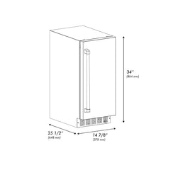 ZLINE Autograph Edition 15 in. Touchstone Gourmet Ice Maker with Drain Pump and Black Stainless Steel Door - IGMDZ-BS-15