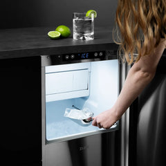 ZLINE Autograph Edition 15 in. Touchstone Gourmet Ice Maker with Drain Pump and Black Stainless Steel Door - IGMDZ-BS-15