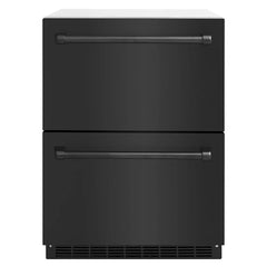 ZLINE Autograph Edition 24 in. Touchstone 168 Can Outdoor-Rated Dual Refrigerator Drawer with Black Stainless Steel Doors - RDSO