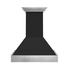 ZLINE 30 in. Wooden Wall Mount Range Hood in Rustic Shiplap Black Finish with Stainless Steel Accents - 365CC-30 - The Home Selection