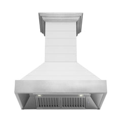 ZLINE 30 in. Wooden Wall Mount Range Hood in Rustic Shiplap Bright White Finish with Stainless Steel Accents - 365WW-30 - The Home Selection