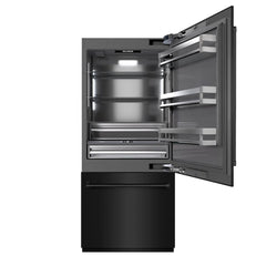 ZLINE 36 in. 19.8 cu. ft. Built-In Bottom Freezer Refrigerator with Water Dispenser and Ice Maker in Black Stainless Steel with Graphite Gray Interior - GRBIT-BS-36