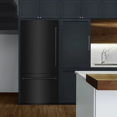 ZLINE 36 in. 19.8 cu. ft. Built-In Bottom Freezer Refrigerator with Water Dispenser and Ice Maker in Black Stainless Steel with Graphite Gray Interior - GRBIT-BS-36