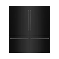 ZLINE 72 in. 39.6 cu. ft. French Door Built-In Bottom Freezer Refrigerator with Water Dispensers and Ice Makers in Black Stainless Steel with Graphite Gray Interior - GRBIT-BS-72