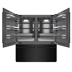 ZLINE 72 in. 39.6 cu. ft. French Door Built-In Bottom Freezer Refrigerator with Water Dispensers and Ice Makers in Black Stainless Steel with Graphite Gray Interior - GRBIT-BS-72