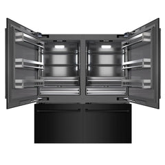 ZLINE 72 in. 39.6 cu. ft. French Door Built-In Bottom Freezer Refrigerator with Water Dispensers and Ice Makers in Black Stainless Steel with Graphite Gray Interior - GRBIT-BS-72