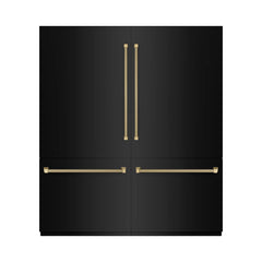 ZLINE Autograph Edition 72 in. 39.6 cu. ft. French Door Built-In Bottom Freezer Refrigerator with Water Dispensers and Ice Makers in Black Stainless Steel with Graphite Gray Interior Helix Handles - GRBITZ-BS72-K