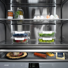ZLINE Autograph Edition 60 in. 32.2 cu. ft. French Door Built-In Bottom Freezer Refrigerator with Water Dispenser and Ice Maker in Black Stainless Steel with Graphite Gray Interior Helix Handles- GRBIVZ-BS60K