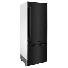 ZLINE 30 in. 16.1 cu. ft. Built-In Bottom Freezer Refrigerator with Water Dispenser and Ice Maker in Black - RBIV