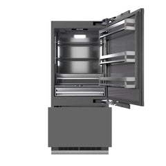 ZLINE 36 in. 19.8 cu. ft. Panel Ready Built-In Bottom Freezer Refrigerator with Water Dispenser and Ice Maker with Graphite Gray Interior - GRBIT-36