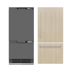 ZLINE 36 in. 19.8 cu. ft. Panel Ready Built-In Bottom Freezer Refrigerator with Water Dispenser and Ice Maker with Graphite Gray Interior - GRBIT-36