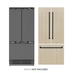 ZLINE Autograph Edition 36 Inch 19.6 cu. ft. Panel Ready French Door Built-In Bottom Freezer Refrigerator with Water Dispenser and Ice Maker with Stainless Steel Interior - SRBIVZ