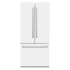 ZLINE 36" 19.6 cu. ft. Built-In 3-Door French Door Refrigerator with Internal Water and Ice Dispenser in White Matte (RBIV-WM-36)