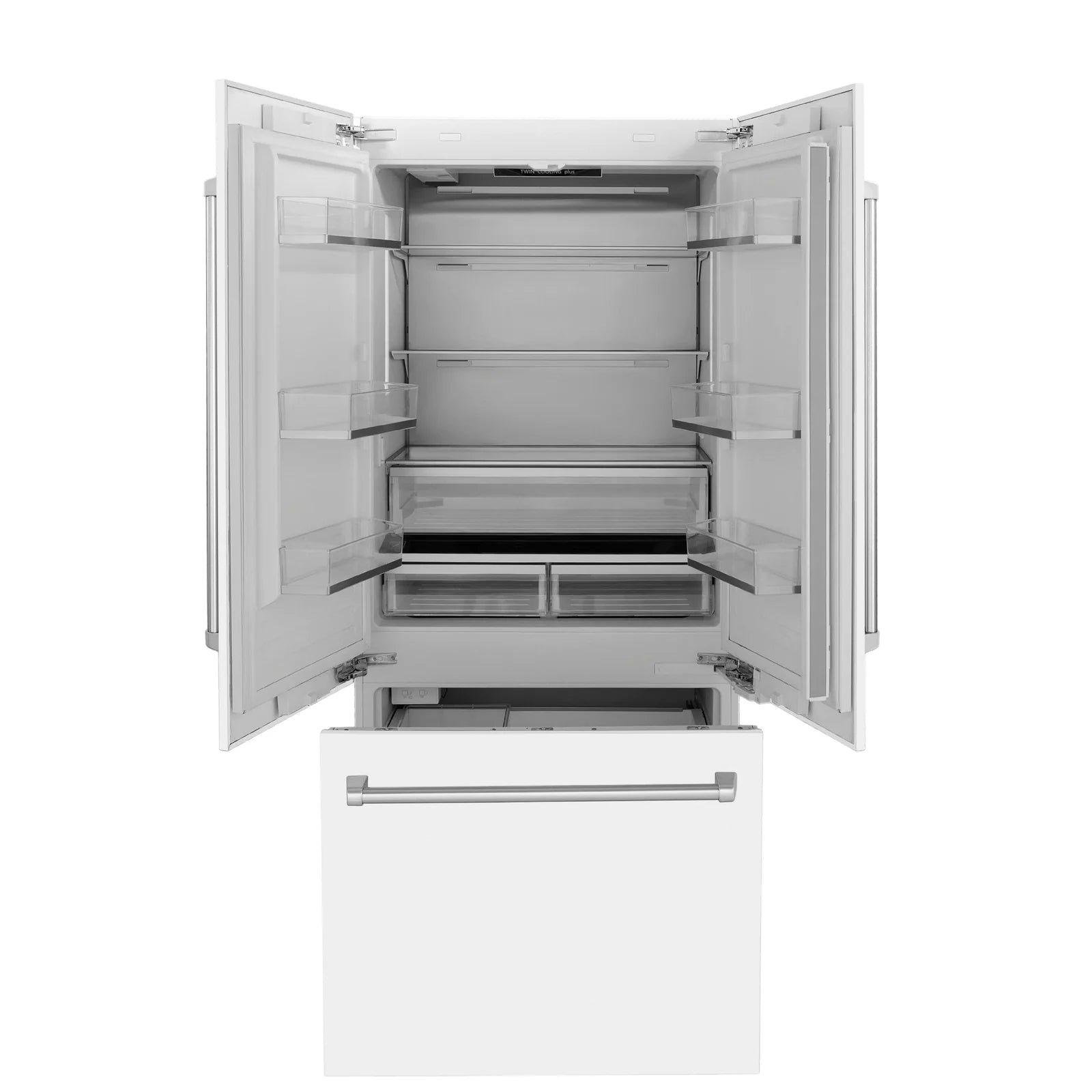 ZLINE 36" 19.6 cu. ft. Built-In 3-Door French Door Refrigerator with Internal Water and Ice Dispenser in White Matte (RBIV-WM-36)