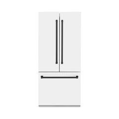 ZLINE 36-Inch Autograph Edition 19.6 cu. ft. Built-in 2-Door Bottom Freezer Refrigerator with Internal Water and Ice Dispenser in White Matte with Matte Black Accents (RBIVZ-WM-36-MB)