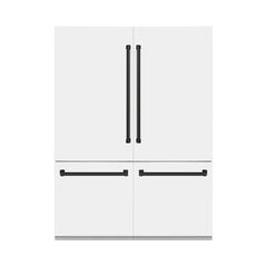 ZLINE 60-Inch Autograph Edition 32.2 cu. ft. Built-in 4-Door French Door Refrigerator with Internal Water and Ice Dispenser in White Matte with Matte Black Accents (RBIVZ-WM-60-MB)