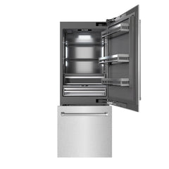 ZLINE 30 in. 16.1 cu. ft. Built-In Bottom Freezer Refrigerator with Water Dispenser and Ice Maker in DuraSnow® Stainless